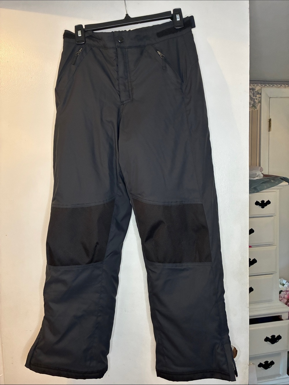 LLBean Boy’s Black Insulated Snow Pants Reinforced Knees and Bottom size 12